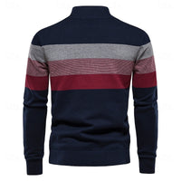 Miles | Colour-Block Quarter-Zip Sweater in Dark Navy