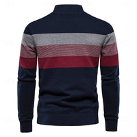 Reuben | Men's Quarter Zip Jumper with Colour Block and Warm Knit