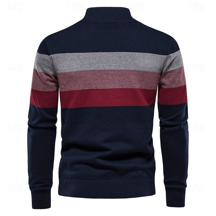 Reuben | Men's Quarter Zip Jumper with Colour Block and Warm Knit