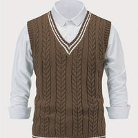 Lionel | Classic Cable-Knit Sweater Vest in Coffee Brown
