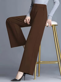Marlene | High-Waisted Straight-Leg Trousers in Dark Brown