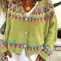Maribel | Fair Isle Knit Cardigan in Grey