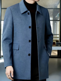 Cedric | Tailored Single-Breasted Overcoat in Deep Sky Blue