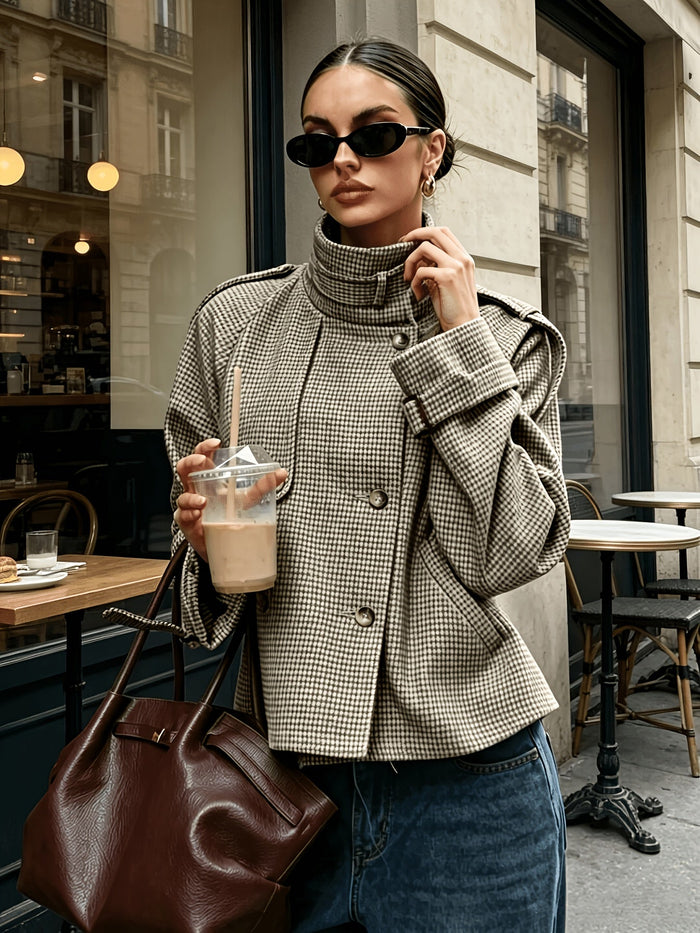 Bernadette | Refined Houndstooth Jacket in Khaki