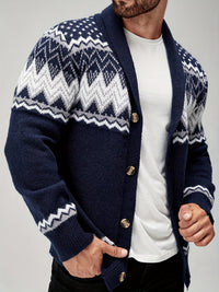Whitaker | Men's Shawl Cardigan with Nordic Pattern and Warm Knit