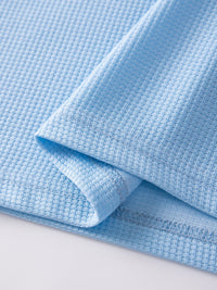 Frederick | Textured Waffle-Knit Long Sleeve Top in Light Sky Blue