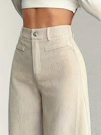 Nora | High-Waisted Wide-Leg Trousers in Apricot