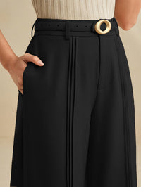 Cassia | Pleated Wide-Leg Trousers in Black