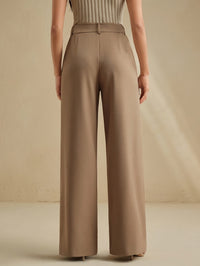 Cassia | Pleated Wide-Leg Trousers in Brown