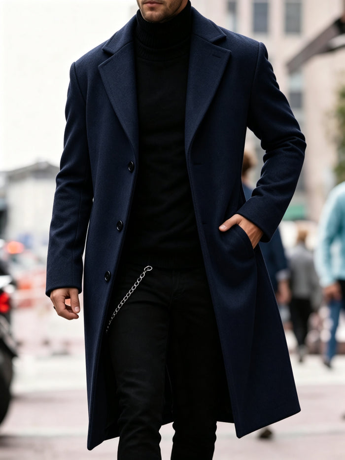 Giles | Men's Tailored Coat with Longline Shape and Clean Finish