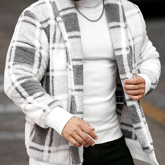 Chester | Cosy Textured Jacket in Grey & White