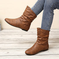 Lucia | Women's Slip On Ankle Boots with Gathered Shape and Flat Sole