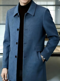 Cedric | Tailored Single-Breasted Overcoat in Deep Sky Blue