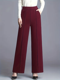 Marlene | High-Waisted Straight-Leg Trousers in Deep Red