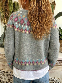 Maribel | Fair Isle Knit Cardigan in Greenish Yellow