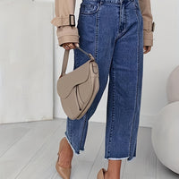 Ramona | Washed Straight-Leg Cropped Jeans in Royal Blue