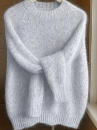 Juliana | Softly Textured Round-Neck Sweater in White