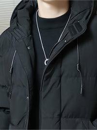 Marcus | Hooded Longline Padded Coat in Black