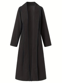 Gwendolyn | Draped Longline Coat in Black