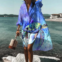 Cressida | Breezy Beach Shirt Dress in Light blue
