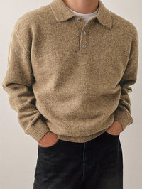 Reid | Men's Knit Jumper with Polo Collar and Cosy Feel