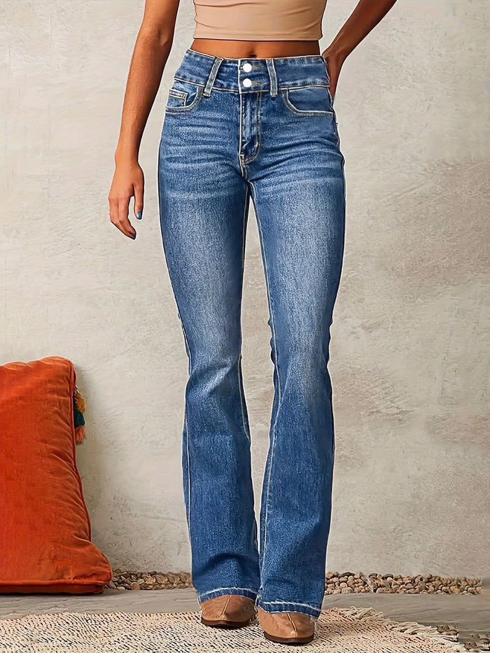Harlow | High-Waist Wide-Leg Jeans in Ocean Blue