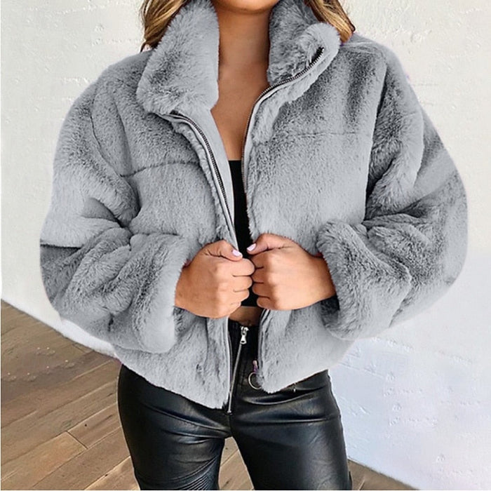 Annora | Women's Cropped Coat with Fluffy Texture and Soft Warmth
