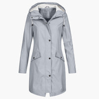 Lavinia | Weatherproof Longline Hooded Coat in Navy Blue