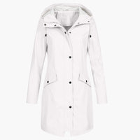 Lavinia | Weatherproof Longline Hooded Coat in Navy Blue