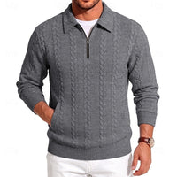 Gordon | Men's Quarter Zip Polo Jumper with Textured Knit and Soft Feel