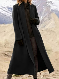 Gwendolyn | Draped Longline Coat in Black