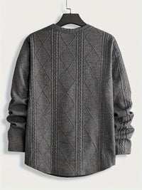Clifford | Textured Knit-Look Long Sleeve Top in Dark Grey