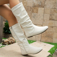 Lydia | Women's Mid Calf Boots with Slouch Shape and Flat Sole
