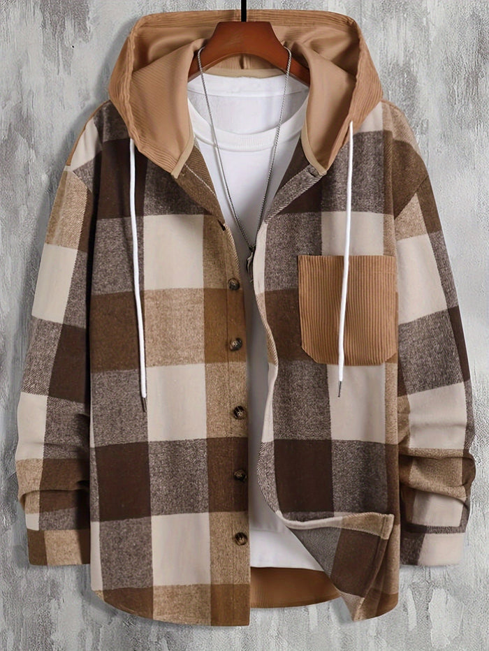 Sawyer | Men's Hooded Jacket with Check Pattern and Relaxed Comfort