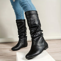 Lydia | Women's Mid Calf Boots with Slouch Shape and Flat Sole