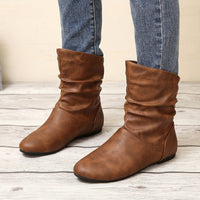 Lucia | Women's Slip On Ankle Boots with Gathered Shape and Flat Sole