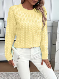 Lorelei | Cable-Knit Round Neck Sweater in Peacock Blue