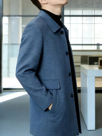 Cedric | Tailored Single-Breasted Overcoat in Deep Sky Blue