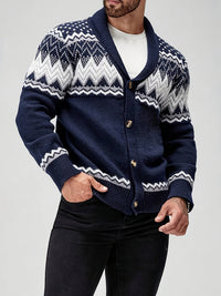 Whitaker | Men's Shawl Cardigan with Nordic Pattern and Warm Knit