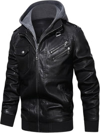 Donovan | Layered Hooded Moto Jacket in Black