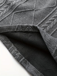 Clifford | Textured Knit-Look Long Sleeve Top in Dark Grey