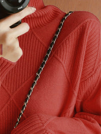 Freya | Textured Turtleneck Sweater in Military Blue