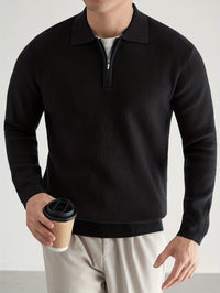 Douglas | Men's Quarter Zip Jumper with Polo Collar and Ribbed Finish