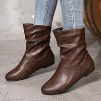 Lucia | Women's Slip On Ankle Boots with Gathered Shape and Flat Sole