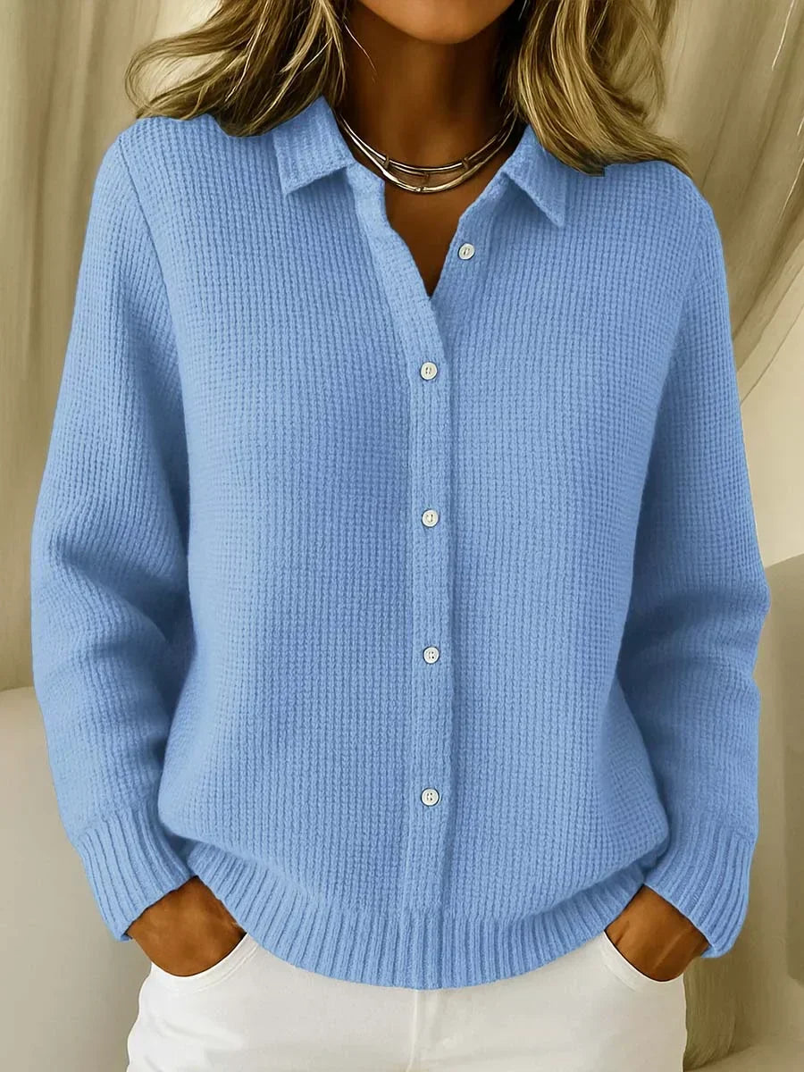 Susan | Elegant Cozy Knit Cardigan in Blue