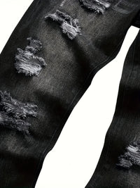 Kingsley | Rugged Distressed Straight Jeans in Dark Grey