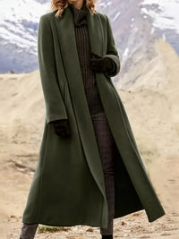 Gwendolyn | Draped Longline Coat in Fern Green