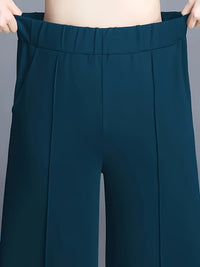Marlene | High-Waisted Straight-Leg Trousers in Blue Navy