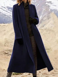 Gwendolyn | Draped Longline Coat in Navy