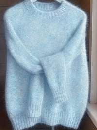 Juliana | Softly Textured Round-Neck Sweater in Sky Blue